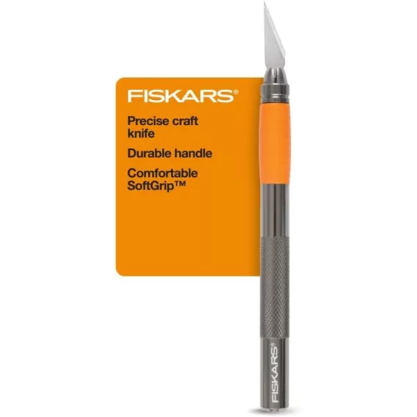 Fiskars SoftGrip Detail Craft Knife  8quot Exacto Knife for Crafting  MultiUse Exacto Blade Included with Protective Cover8 in Exacto Knife