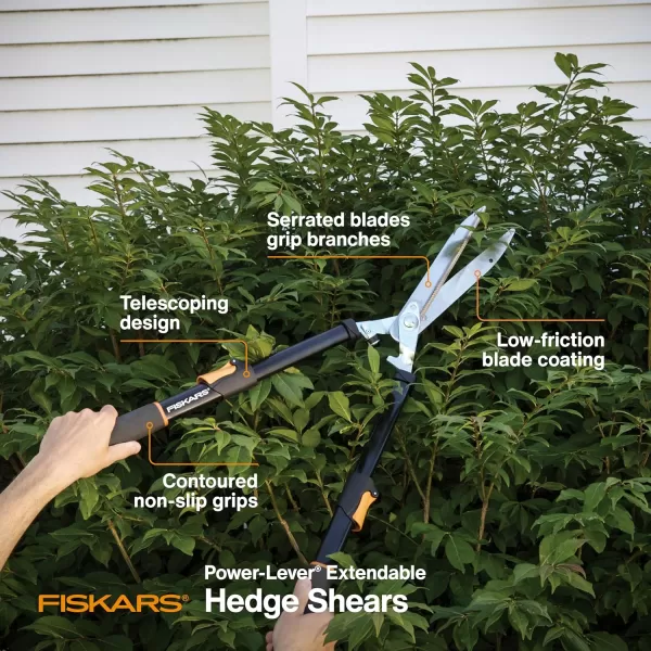 imageFiskars PowerLever Hedge Shears  25quot33quot Extendable Handle  Plant Cutting Scissors  Yard and Garden Tools  OrangeBlack25