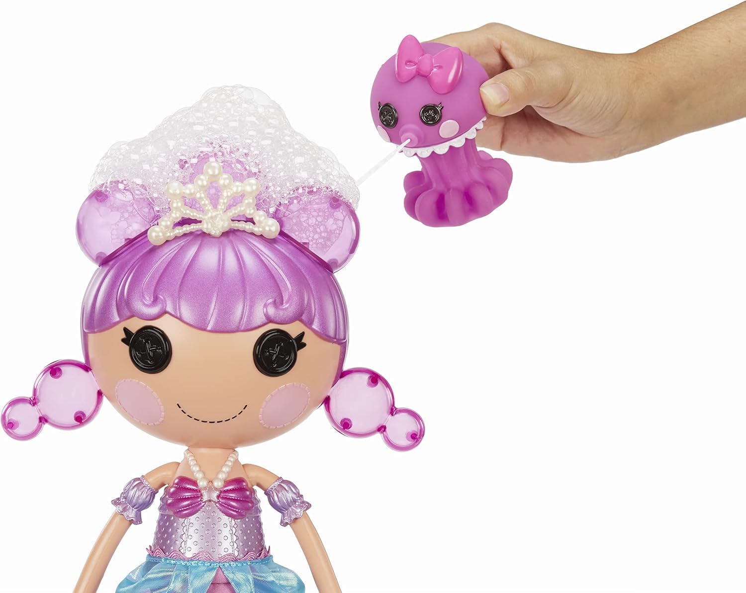 Lalaloopsy Bubbly Mermaid Doll Ocean Seabreeze ampamp Pet Jellyfish Dolls Hair Makes Bubbles ampamp Pet Squirts Water Shell tub Bubbles Solution ampamp Reusable Packaging Playhouse for Ages 3103 578970