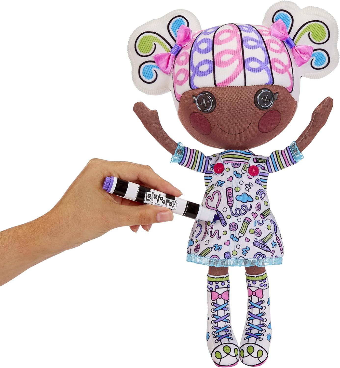 Lalaloopsy Color Me Doll  Penny Dots N Blots 13quot Artist Soft Doll  Pet Cheetah Washable Markers Removable Fashions Reusable Playset Easel ampamp Canvases  Draw Color Wash ampamp Repeat