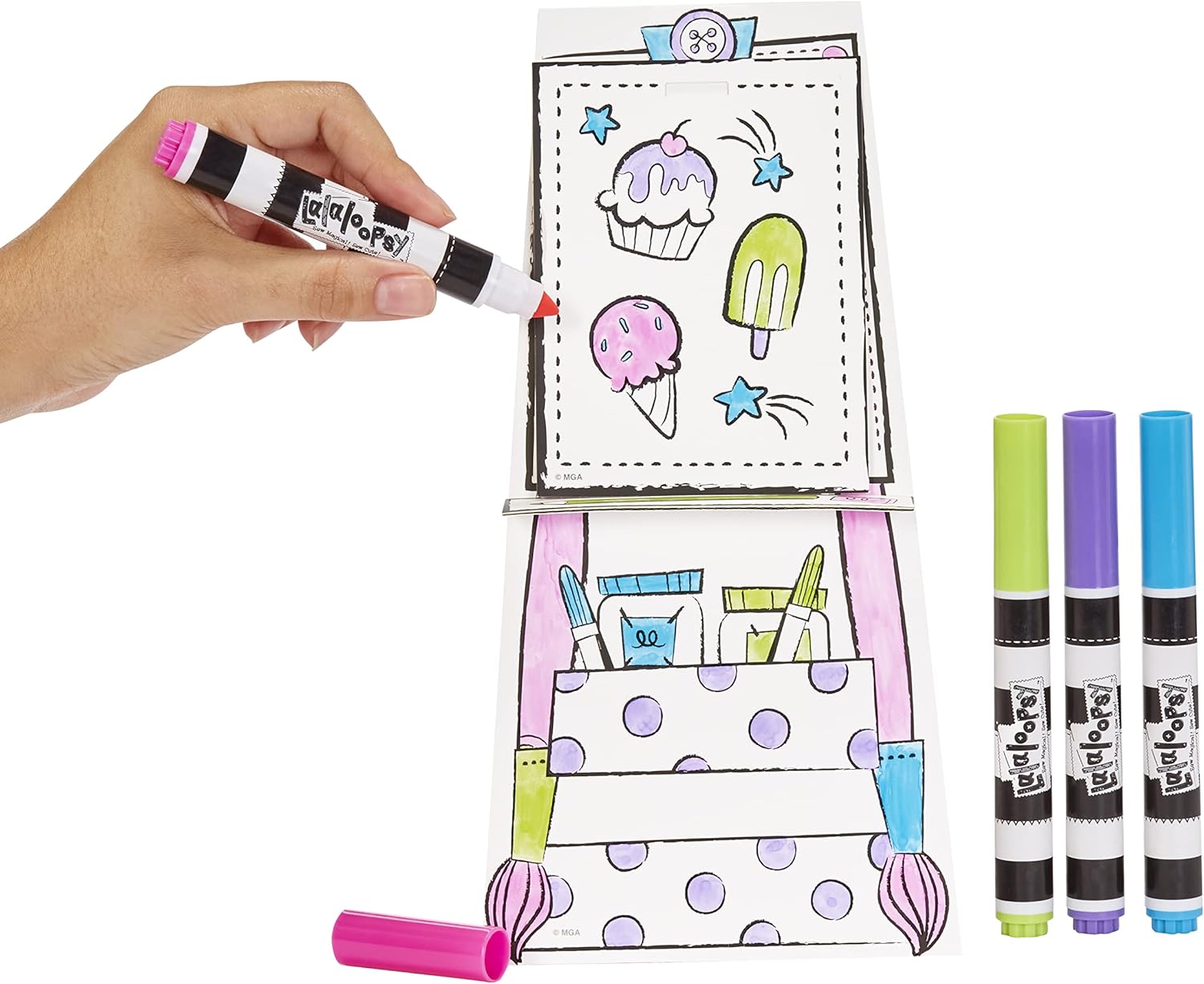 Lalaloopsy Color Me Doll  Penny Dots N Blots 13quot Artist Soft Doll  Pet Cheetah Washable Markers Removable Fashions Reusable Playset Easel ampamp Canvases  Draw Color Wash ampamp Repeat