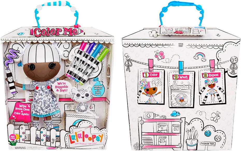 Lalaloopsy Color Me Doll  Penny Dots N Blots 13quot Artist Soft Doll  Pet Cheetah Washable Markers Removable Fashions Reusable Playset Easel ampamp Canvases  Draw Color Wash ampamp Repeat