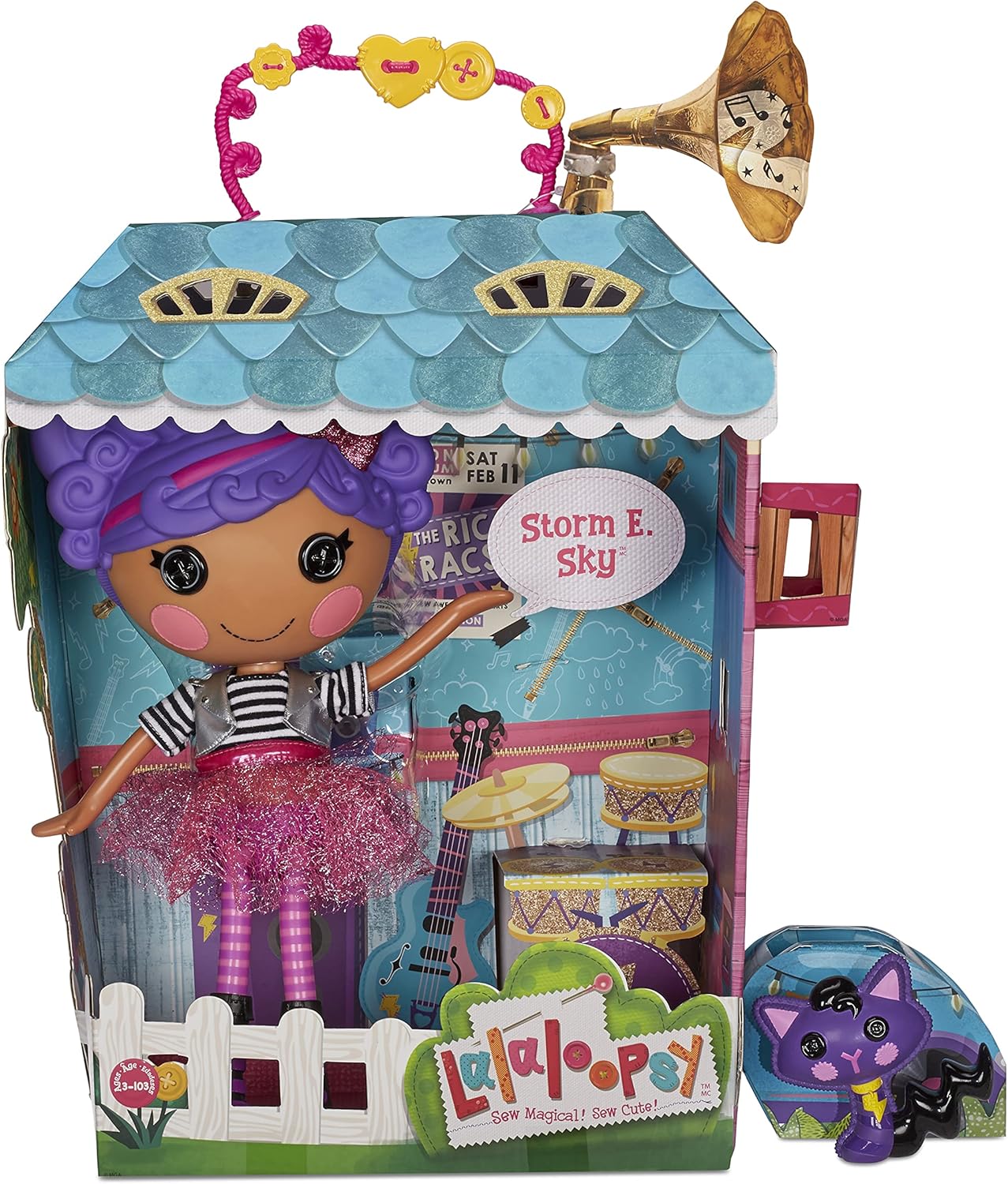 Lalaloopsy Doll Storm E Sky and Cool Cat 13quot Rocker Musician Doll with Purple Hair PinkBlack Outfit ampamp Accessories Reusable House Playset Gifts for Kids Toys for Girls Ages 3 4 5 to 103 Years
