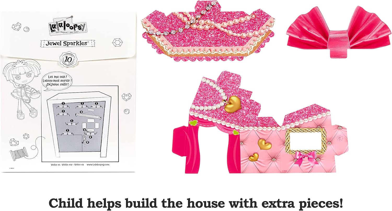Lalaloopsy Jewel Sparkles and Pet Persian Cat 13quot Princess Doll with Pink Hair Pink Outfit and Accessories Reusable House Playset Gifts for Kids Toys for Girls Ages 3 4 5 to 103 Years Old