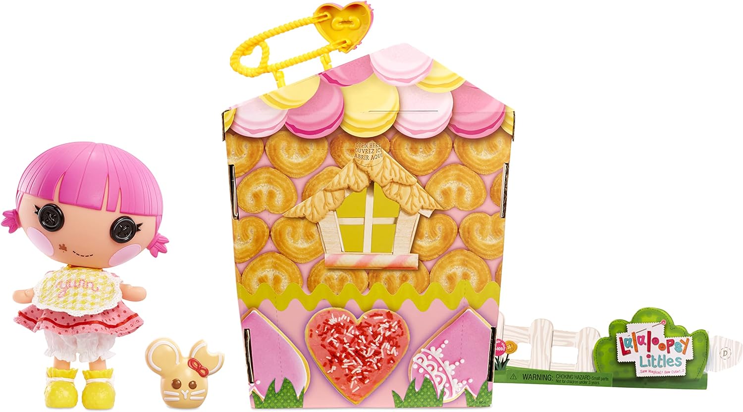 Lalaloopsy Littles Doll Sprinkle Spice Cookie ampamp Pet Mouse 7quot Baker Figure PinkYellow Outfit Accessories Reusable House Playset  Ages 3