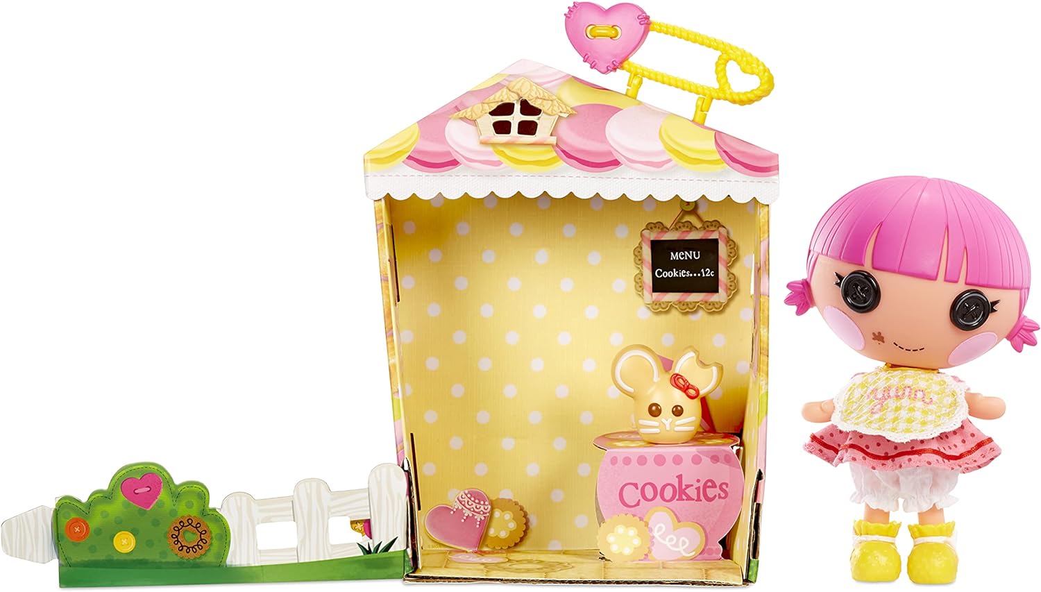 Lalaloopsy Littles Doll Sprinkle Spice Cookie ampamp Pet Mouse 7quot Baker Figure PinkYellow Outfit Accessories Reusable House Playset  Ages 3