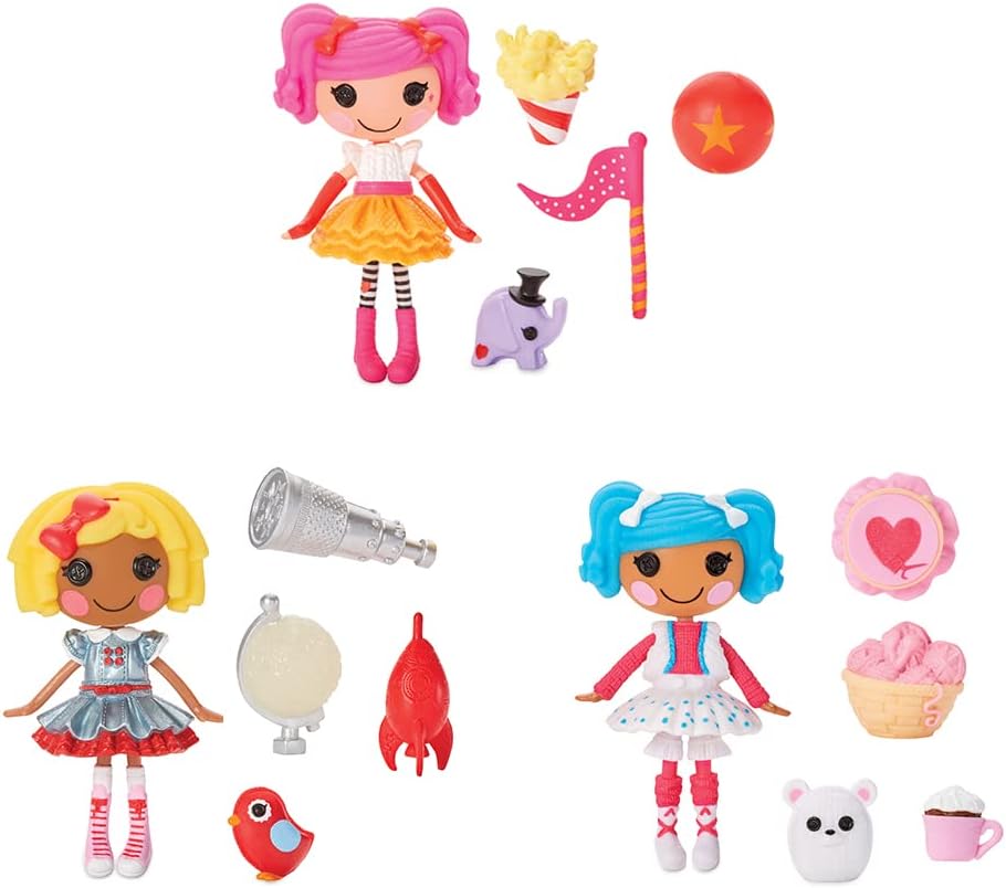 Lalaloopsy Mini Craft Fair Dolls ampamp Pets  3Pack with Peanut Big Top Mittens Fluff Dot Starlight Accessories ampamp Playset