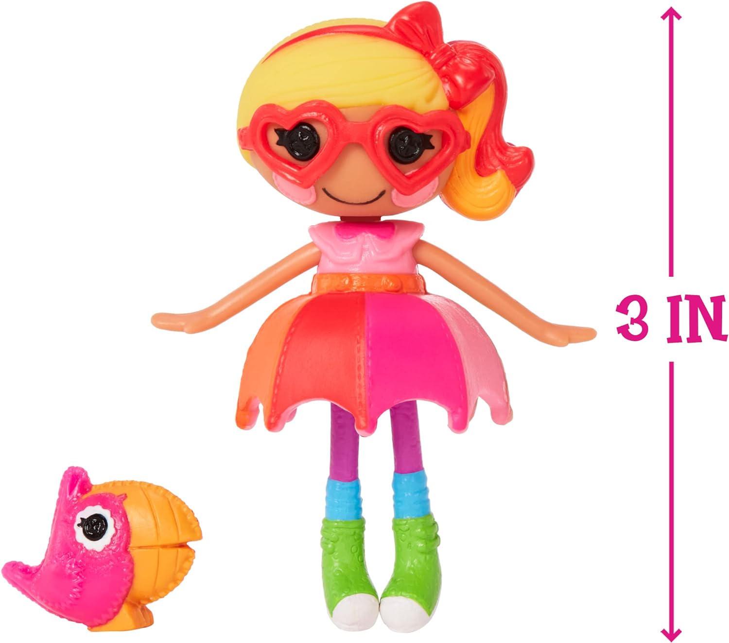 Lalaloopsy Mini Doll  April Sunsplash with Mini Pet Toucan 3quot Colorful Doll with Umbrella Watering can ampamp More Accessories in Reusable Package playset for Ages 3103Multicolor579083