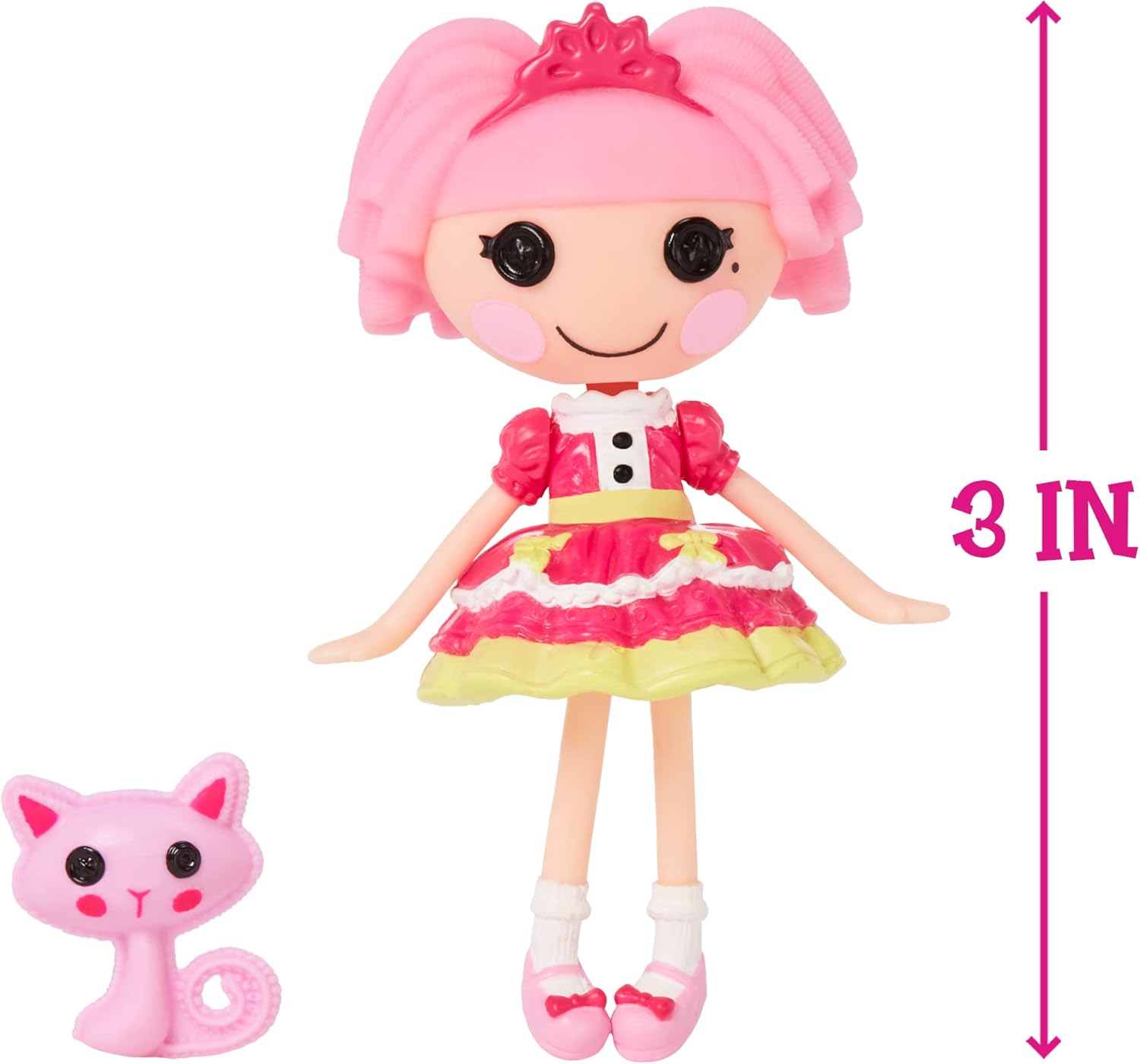 Lalaloopsy Mini Doll  Jewel Sparkles with Mini Pet Persian Cat 3quot Mini Princess Doll with Accessories in Reusable House Package playset for Ages 3103 Multicolor 579045