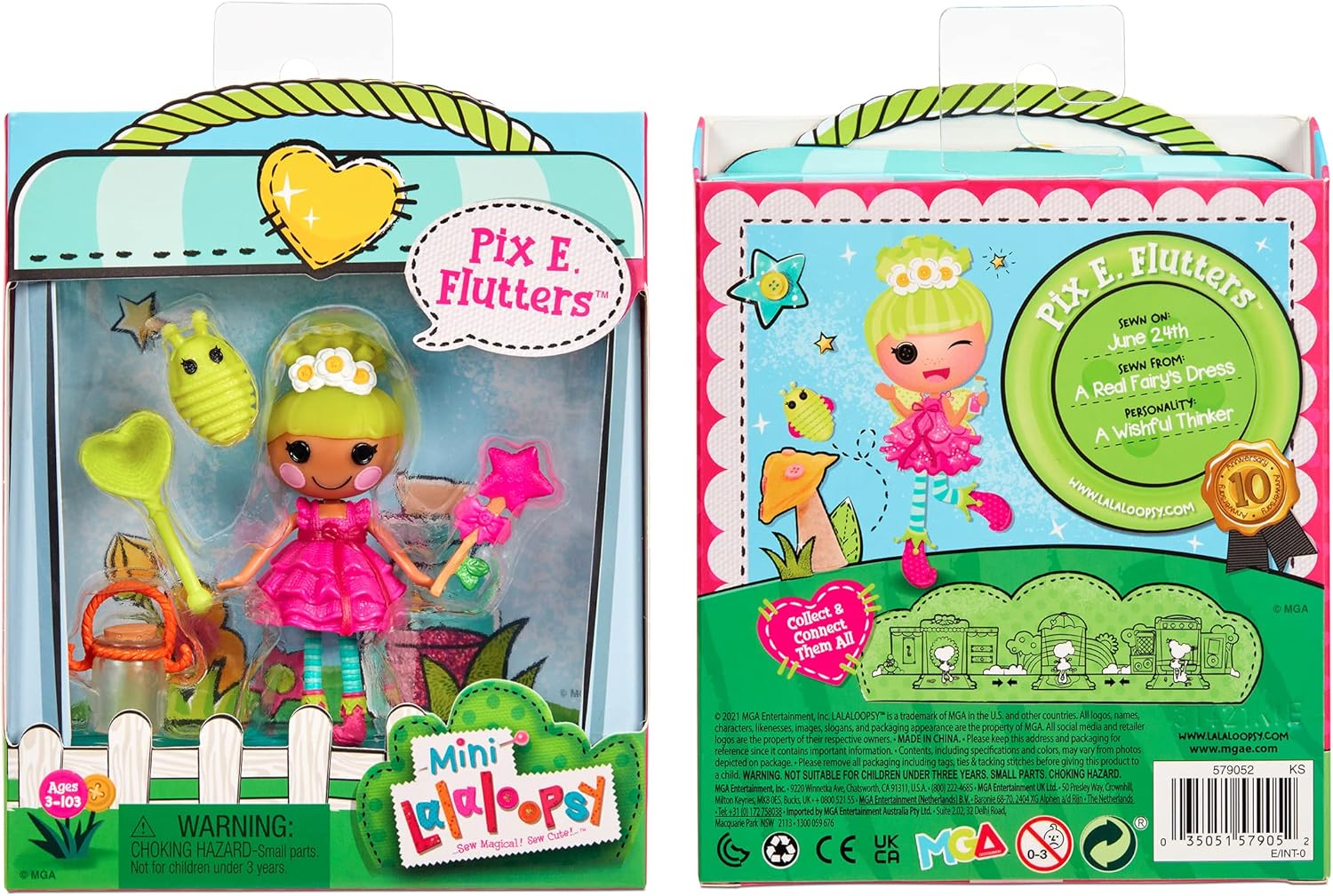 Lalaloopsy Mini Doll  Pix E Flutters with Mini Pet Firefly 3quot Fairy Doll with Accessories in Reusable House Package playset for Ages 3103Multicolor579052
