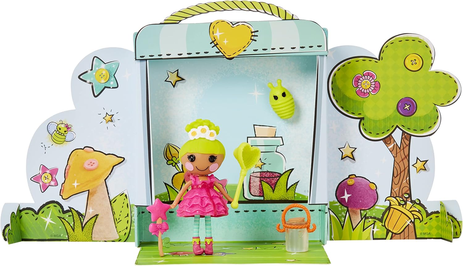 Lalaloopsy Mini Doll  Pix E Flutters with Mini Pet Firefly 3quot Fairy Doll with Accessories in Reusable House Package playset for Ages 3103Multicolor579052