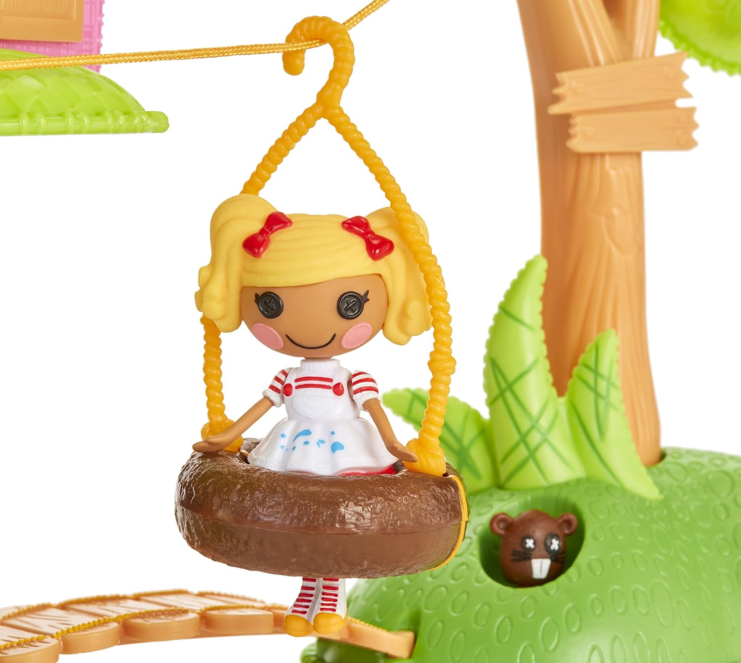 Lalaloopsy Mini Treehouse Playset with 2 Dolls 2 Pets and 18 Accessories Tire Swing Zipline Hammocks Clubhouse Artist Spot Splatter Splash ampamp Pirate Patch Treasurechest