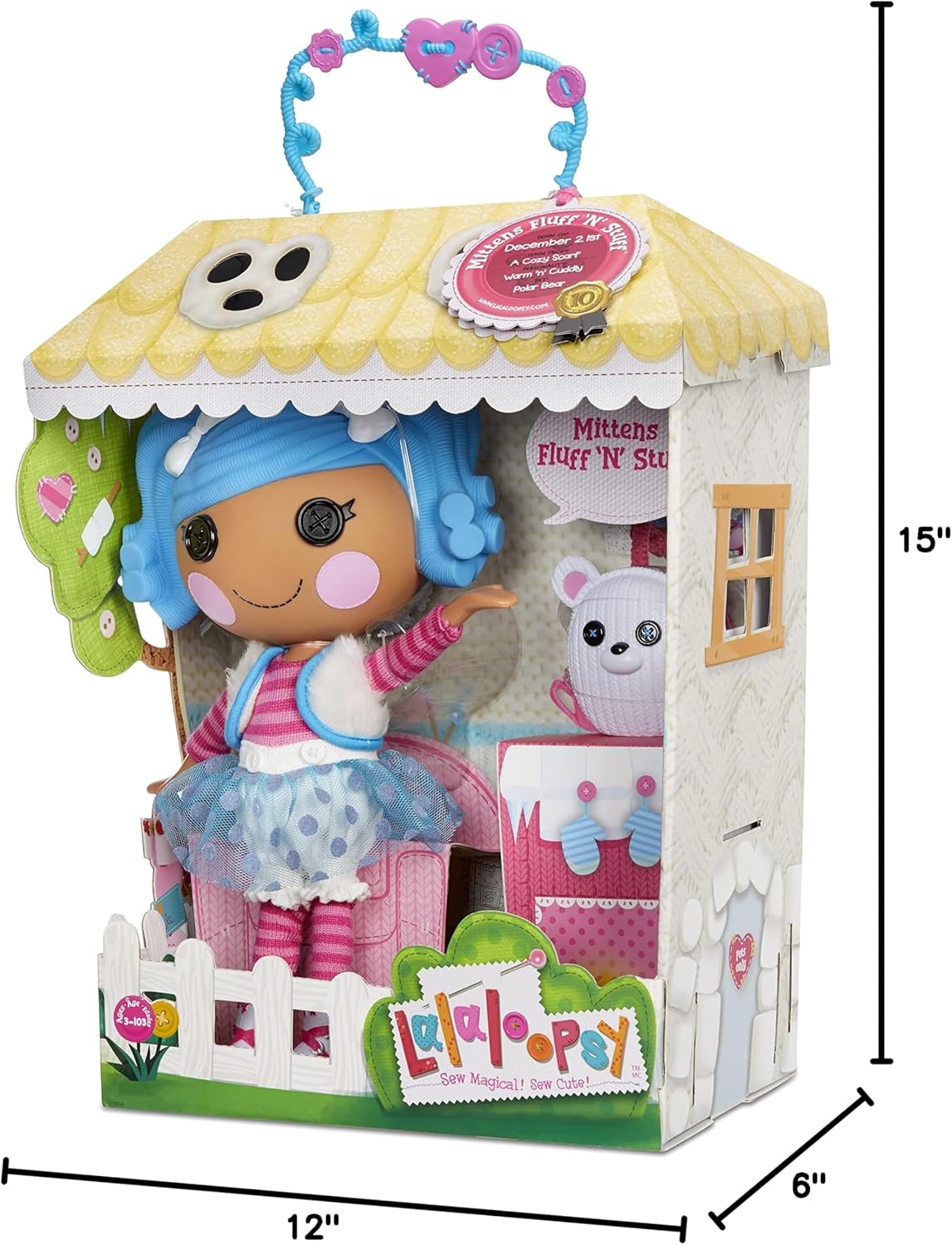 Lalaloopsy Mittens Fluff N Stuff 13quot Doll ampamp Pet Polar Bear  Blue Hair Winter Outfit House Playset  Ages 3103