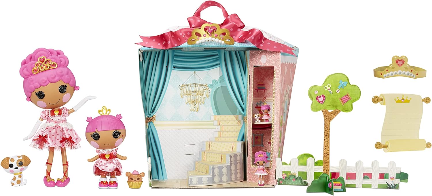 Lalaloopsy Sew Royal Princess Party 4 Dolls  3 Pets Including Crumpet ampamp Teacup Hearts LargeLittleMinis Tiara with Reusable Castle Playset Toy for Kids Toys for Girls Ages 3 4 5 to 103 Years