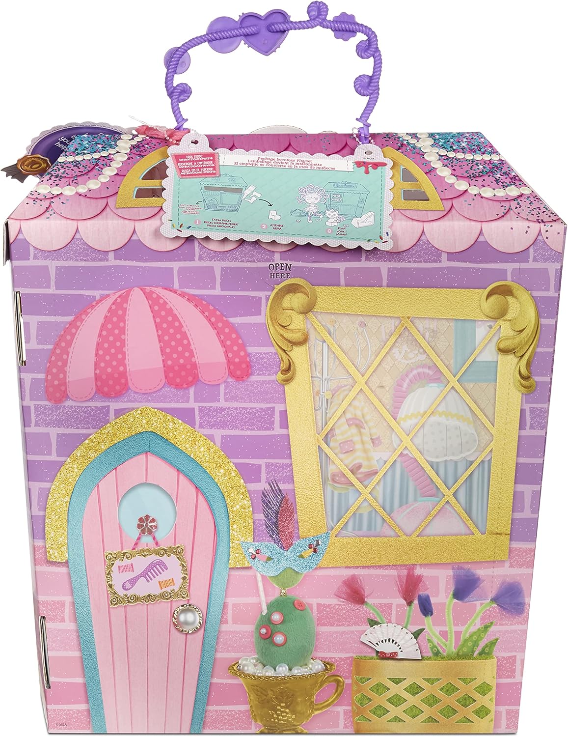 Lalaloopsy Silly Hair Doll  Confetti Carnivale with Pet Cat 13quot Masquerade Ball Party Theme Hair Styling Doll with Pink Hair ampamp 11 Accessories in Reusable Salon Package playset for Ages 3103