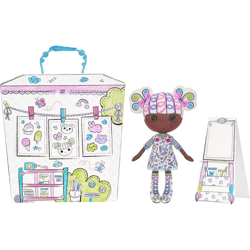 Lalaloopsy Color Me Doll  Penny Dots N Blots 13quot Artist Soft Doll  Pet Cheetah Washable Markers Removable Fashions Reusable Playset Easel ampamp Canvases  Draw Color Wash ampamp Repeat
