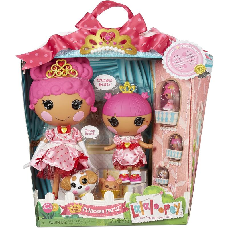 Lalaloopsy Sew Royal Princess Party 4 Dolls  3 Pets Including Crumpet ampamp Teacup Hearts LargeLittleMinis Tiara with Reusable Castle Playset Toy for Kids Toys for Girls Ages 3 4 5 to 103 Years