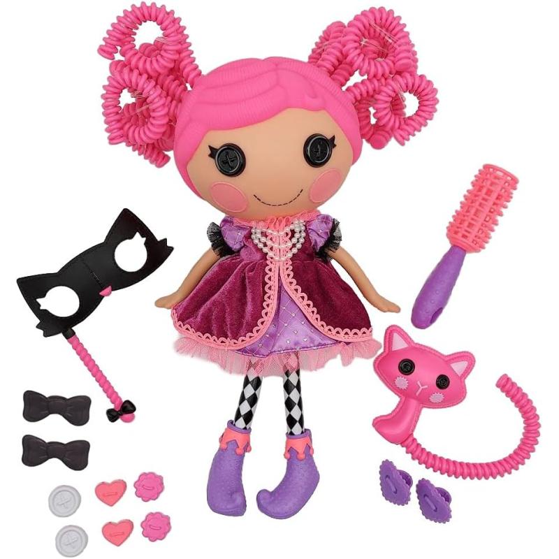 Lalaloopsy Silly Hair Doll  Confetti Carnivale with Pet Cat 13quot Masquerade Ball Party Theme Hair Styling Doll with Pink Hair ampamp 11 Accessories in Reusable Salon Package playset for Ages 3103