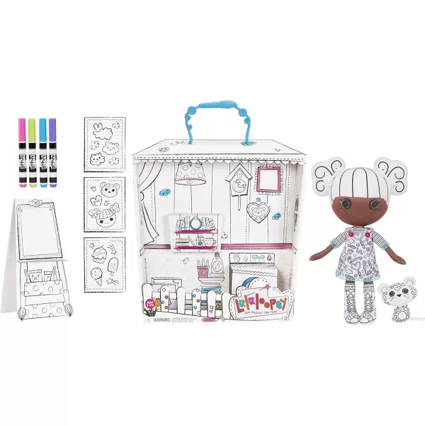 Lalaloopsy Color Me Doll  Penny Dots N Blots 13quot Artist Soft Doll  Pet Cheetah Washable Markers Removable Fashions Reusable Playset Easel ampamp Canvases  Draw Color Wash ampamp Repeat