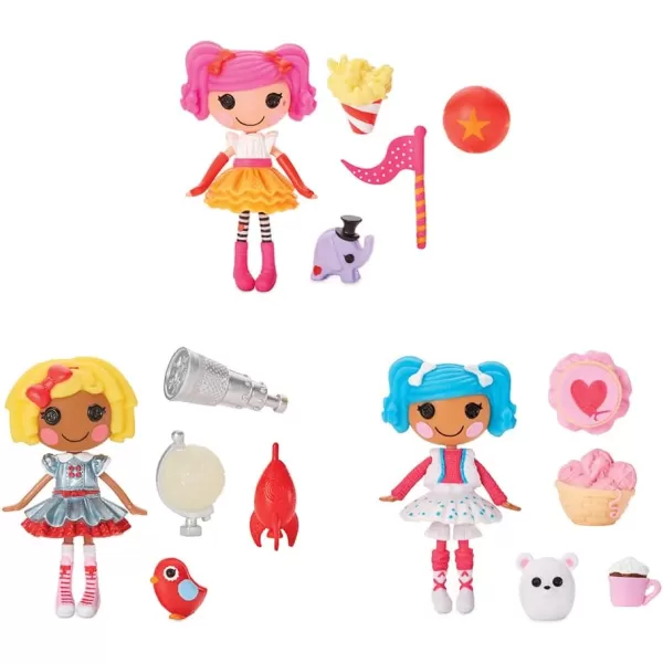 Lalaloopsy Mini Craft Fair Dolls ampamp Pets  3Pack with Peanut Big Top Mittens Fluff Dot Starlight Accessories ampamp Playset