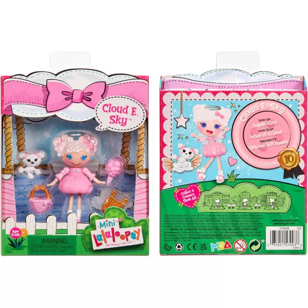 Lalaloopsy Mini Doll  Cloud E Sky with Mini Pet Poodle 3quot Angel Mini Doll with White Hair Halo Wings and Accessories in Reusable House Package playset for Ages 3103 Multicolor 579038