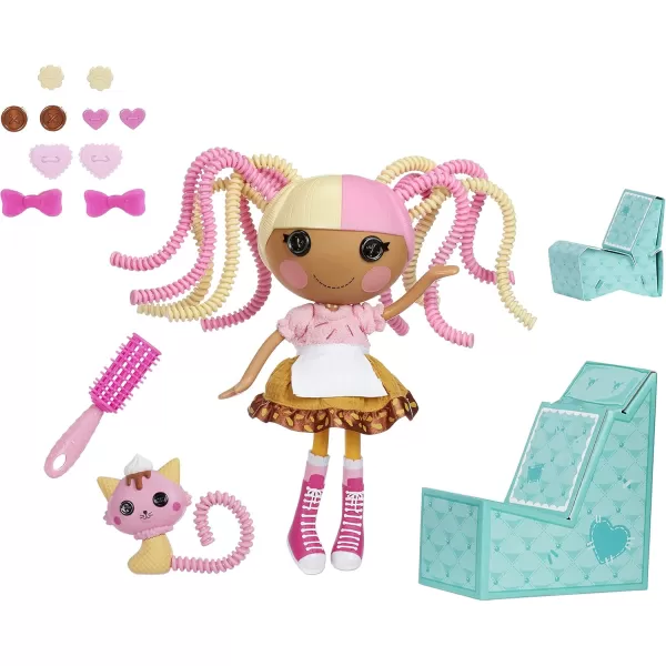 Lalaloopsy Silly Hair Doll Scoops Waffle Cone Doll and Pet Cat 13quot Ice Cream Multicolor Hair Styling Doll ampamp 11 Accessories Salon Playset Kids Gifts Toys for Girls Ages 3 4 5 to 103 Years Old