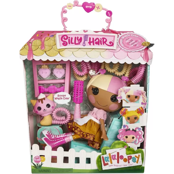 Lalaloopsy Silly Hair Doll Scoops Waffle Cone Doll and Pet Cat 13quot Ice Cream Multicolor Hair Styling Doll ampamp 11 Accessories Salon Playset Kids Gifts Toys for Girls Ages 3 4 5 to 103 Years Old
