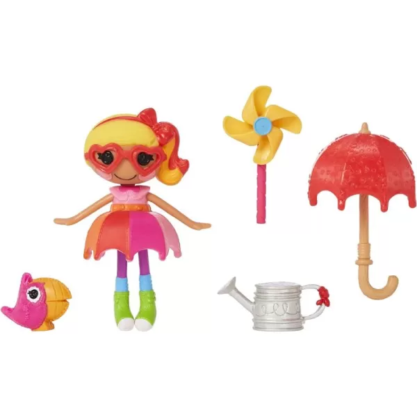 Lalaloopsy Mini Doll  April Sunsplash with Mini Pet Toucan 3quot Colorful Doll with Umbrella Watering can ampamp More Accessories in Reusable Package playset for Ages 3103Multicolor579083