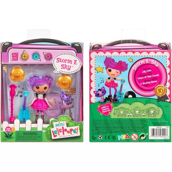 imageLalaloopsy Mini Doll  Storm E Sky with Mini Pet Cool Cat 3quot Rocker Musician Purple Doll with Mini Guitar and More Accessories in Reusable House Package playset for Ages 3103Multicolor582007