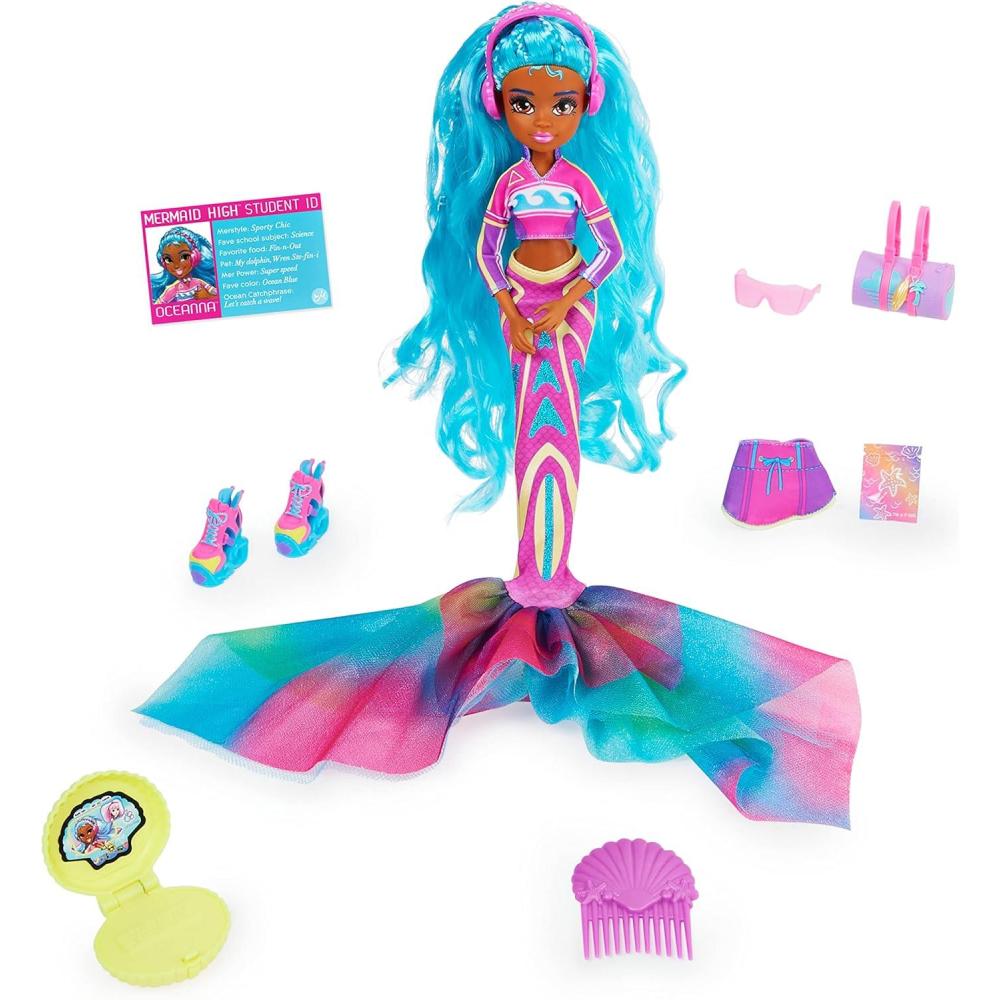 imageMERMAID HIGH Finly Deluxe Mermaid Doll ampamp Accessories with Removable Tail Doll Clothes and Fashion Accessories Kids Toys for Girls Ages 4 and upOceanna