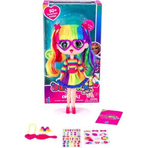 imageDecora Fashion Girlz  Limited Edition CybrGRL Collab  11 FabricCostumed Posable Vinyl Doll with ClipOn Hair Extensions 50 Surprises Removable Puffy ampamp Flat Stickers and Accessories