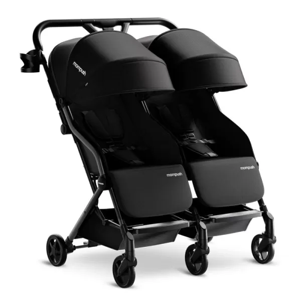 imageMompush Lithe Double Ultralight Stroller Lightweight Side by Side Stroller Two Large Seats with Individual Recline Easy Fold Twin StrollerBlack