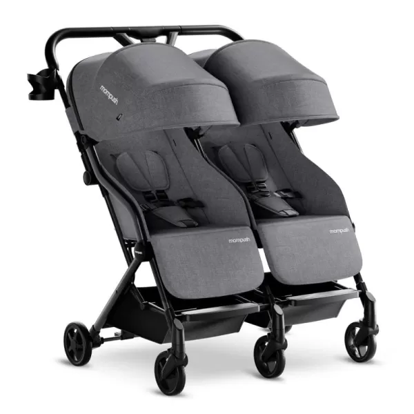 imageMompush Lithe Double Ultralight Stroller Lightweight Side by Side Stroller Two Large Seats with Individual Recline Easy Fold Twin StrollerGrey