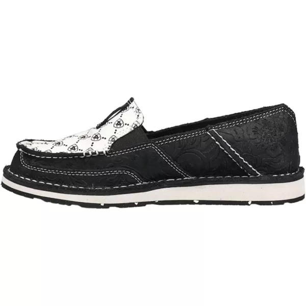 imageARIAT Womens Cruiser Boat ShoeBlack Suede EmbossBlack and White Ariat Logo