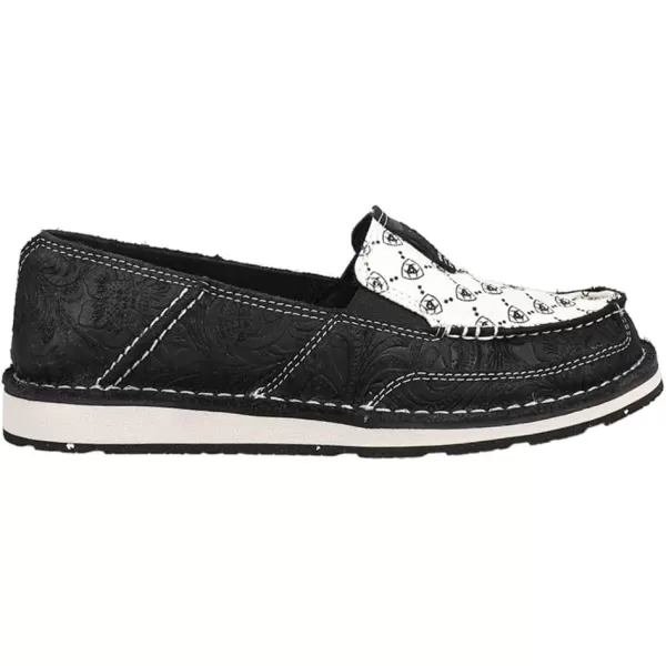 imageARIAT Womens Cruiser Boat ShoeBlack Suede EmbossBlack and White Ariat Logo