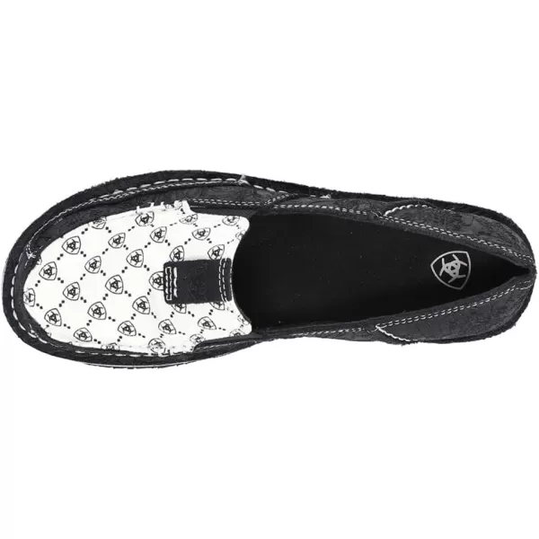 imageARIAT Womens Cruiser Boat ShoeBlack Suede EmbossBlack and White Ariat Logo