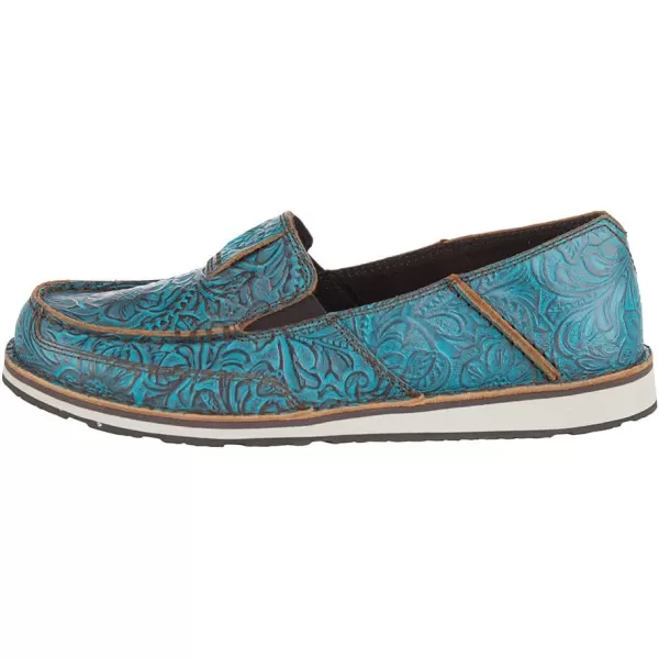 imageARIAT Womens Cruiser Boat ShoeBrushed Turquoise Floral Emboss