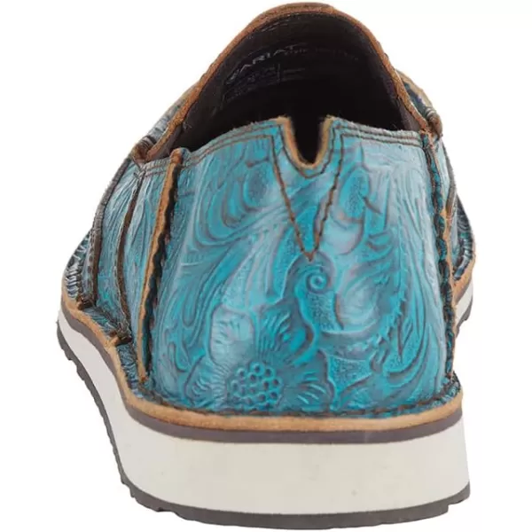 imageARIAT Womens Cruiser Boat ShoeBrushed Turquoise Floral Emboss