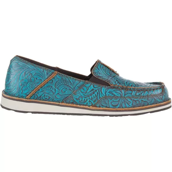imageARIAT Womens Cruiser Boat ShoeBrushed Turquoise Floral Emboss