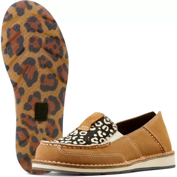 imageARIAT Womens Cruiser Boat ShoeCream Cheetah Hair onDark Tan Suede