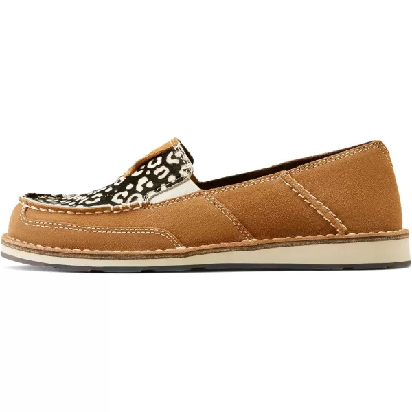 imageARIAT Womens Cruiser Boat ShoeCream Cheetah Hair onDark Tan Suede