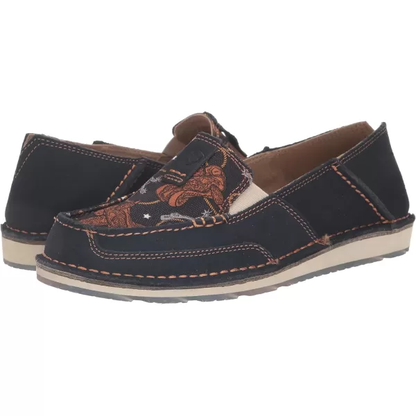 imageARIAT Womens Cruiser Boat ShoeNavy Blue SuedeSaddle Up Print