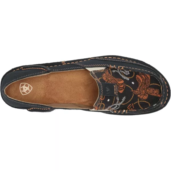 imageARIAT Womens Cruiser Boat ShoeNavy Blue SuedeSaddle Up Print