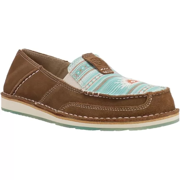 imageARIAT Womens Cruiser Boat ShoeTan SuedeTurquoise Boquillas Print