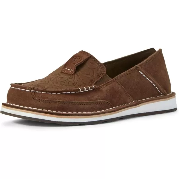 imageARIAT Womens Cruiser Boat ShoeBrown SuedeBrown Floral Emboss