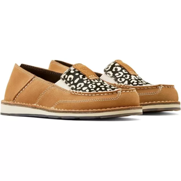 imageARIAT Womens Cruiser Boat ShoeCream Cheetah Hair onDark Tan Suede