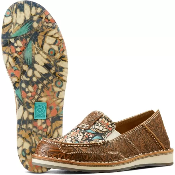 imageARIAT Womens Cruiser Boat ShoeMariposaBrown Floral Emboss