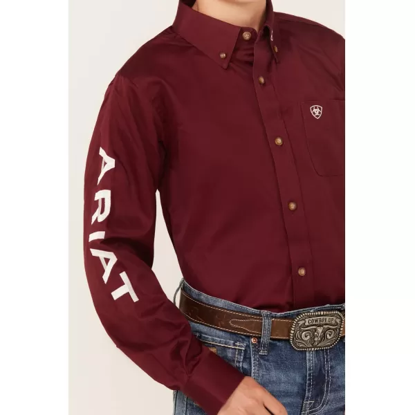 imageARIAT Boys Team Logo Twill Classic Fit ShirtBurgundyWhite