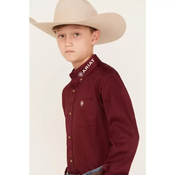 imageARIAT Boys Team Logo Twill Classic Fit ShirtBurgundyWhite