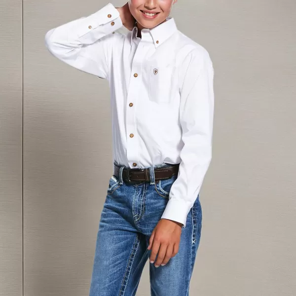 imageAriat Boys Solid Twill Classic Fit ShirtWhite
